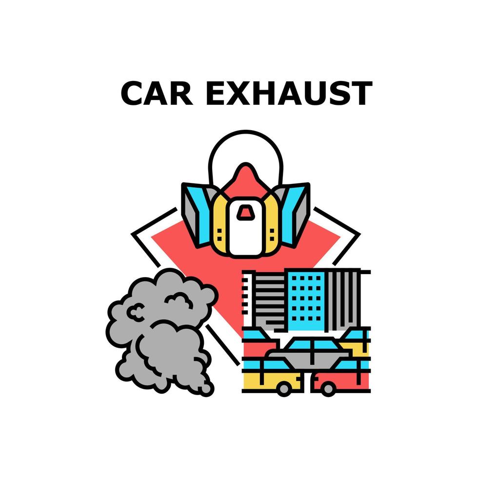 ilustração de cor de conceito de vetor de exaustão de carro