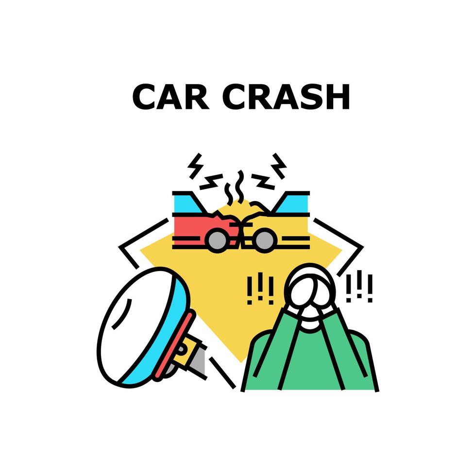 ilustração de cor de conceito de acidente de acidente de carro vetor