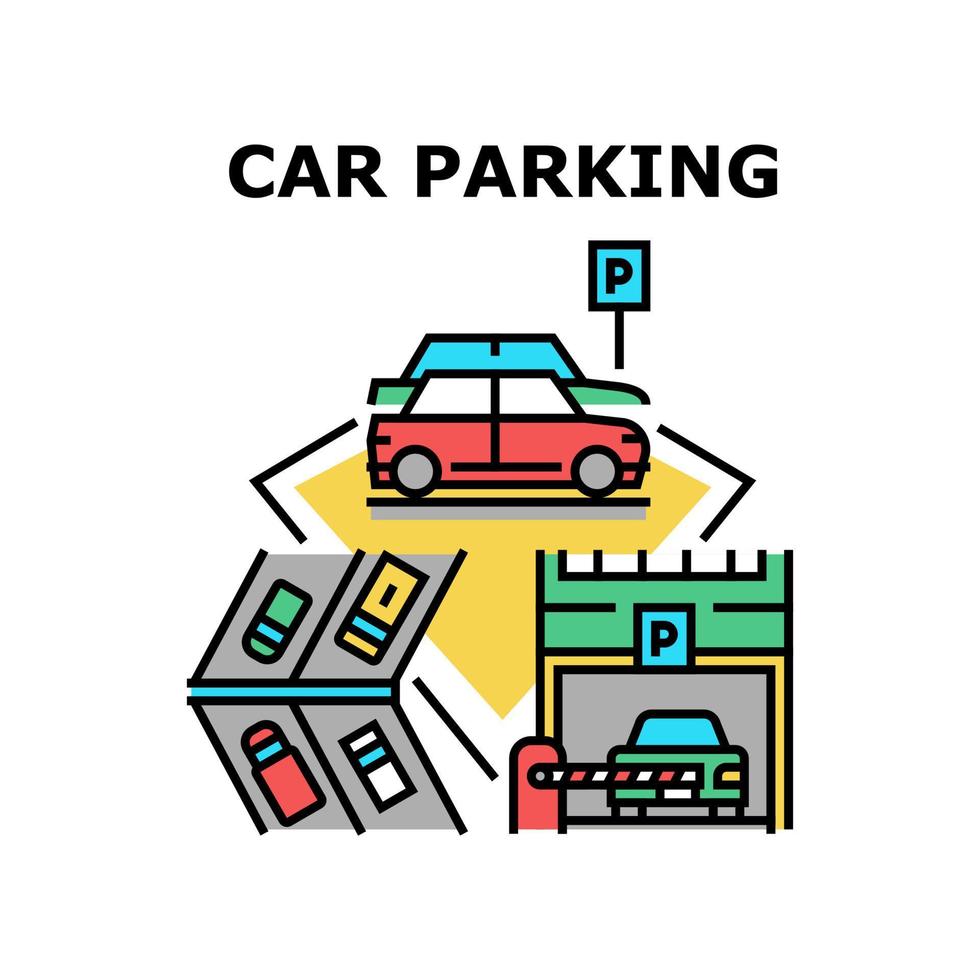 ilustração de cor de conceito de garagem de estacionamento vetor