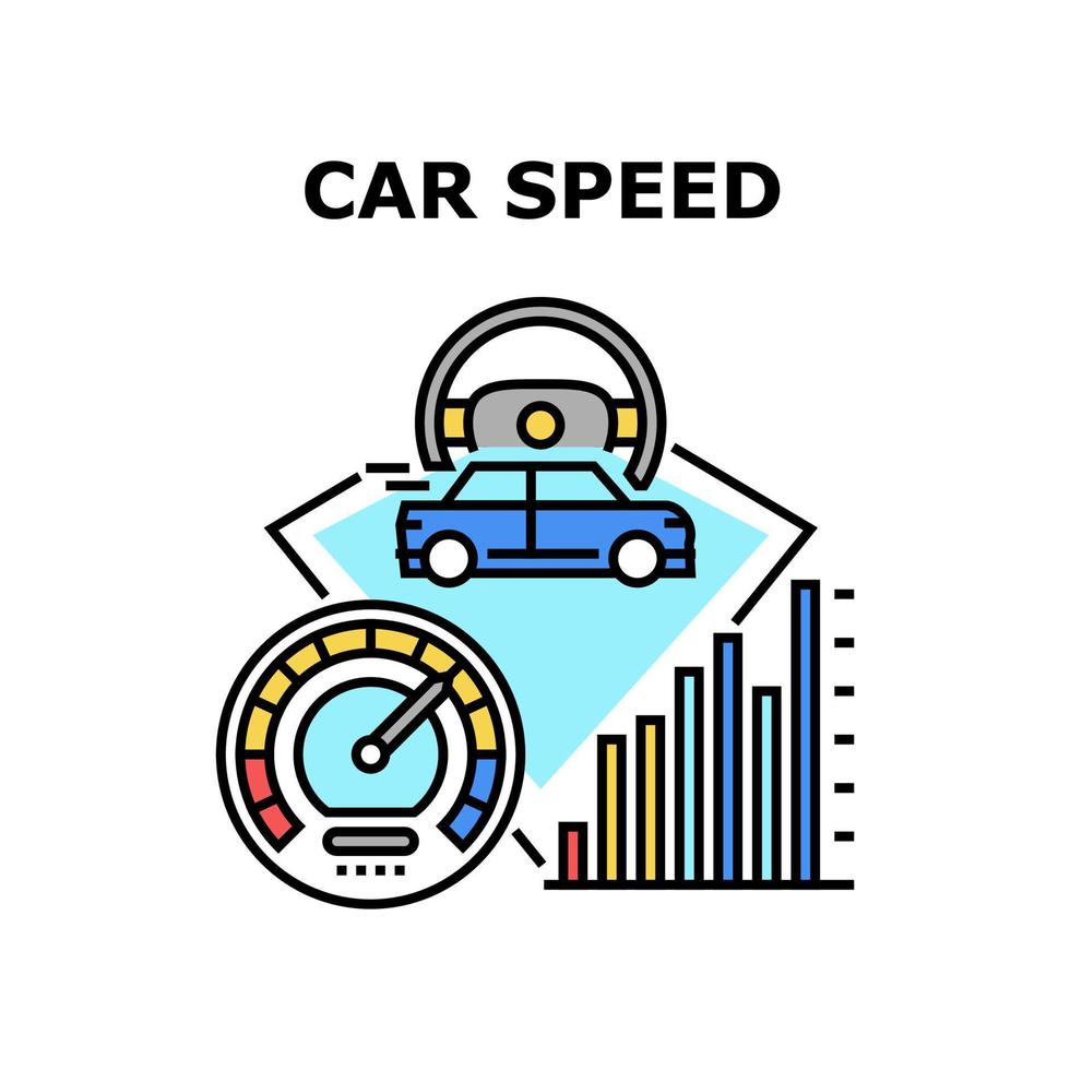 ilustração de cor de conceito de vetor de medidor de velocidade de carro