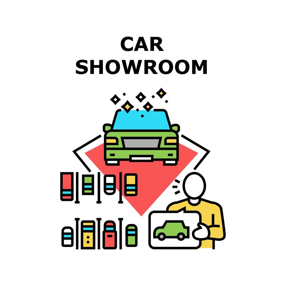 ilustração de cor de conceito de vetor de showroom de carros