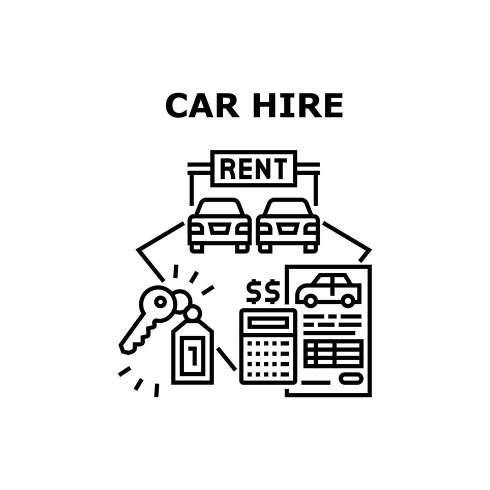 ilustração de conceito de vetor de serviço de aluguel de carro preto
