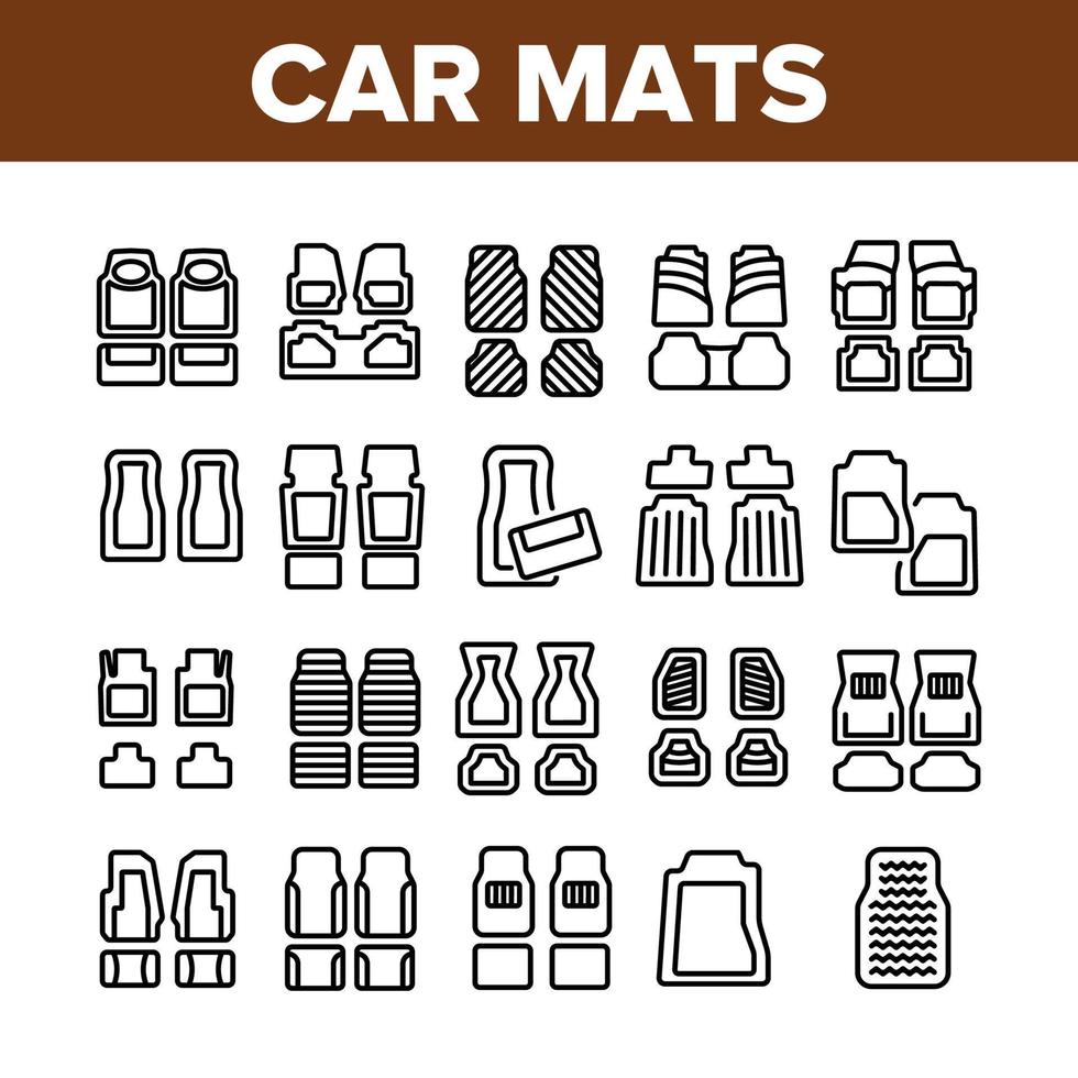 tapetes de carro conjunto de ícones de coleção de tapetes de chão vetor