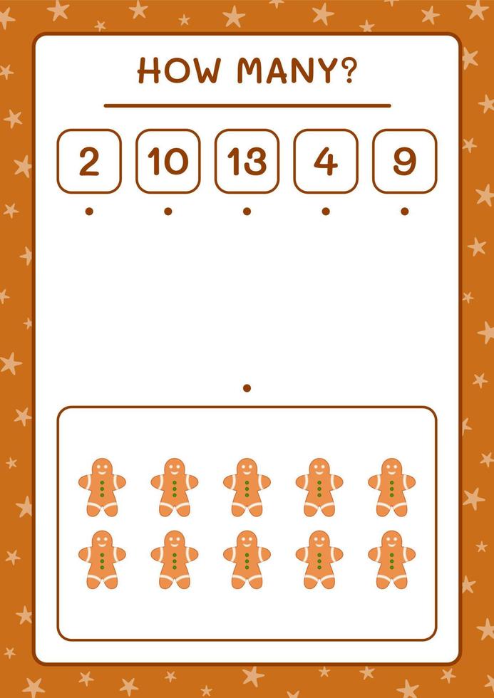 quantos biscoito de gengibre, jogo para crianças. ilustração vetorial, planilha para impressão vetor