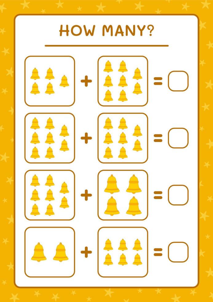 quantos sino de natal, jogo para crianças. ilustração vetorial, planilha para impressão vetor