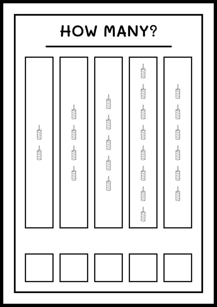 quantas velas de natal, jogo para crianças. ilustração vetorial, planilha para impressão vetor