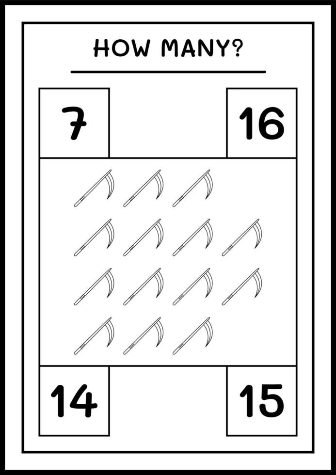 quantas foices, jogo para crianças. ilustração vetorial, planilha para impressão vetor