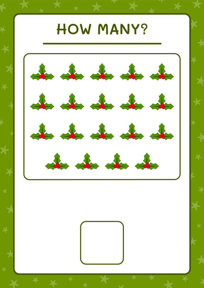 quantas bagas de azevinho, jogo para crianças. ilustração vetorial, planilha para impressão vetor