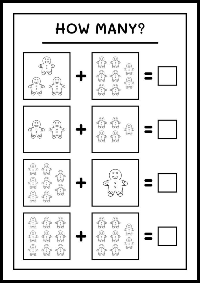 quantos biscoito de gengibre, jogo para crianças. ilustração vetorial, planilha para impressão vetor