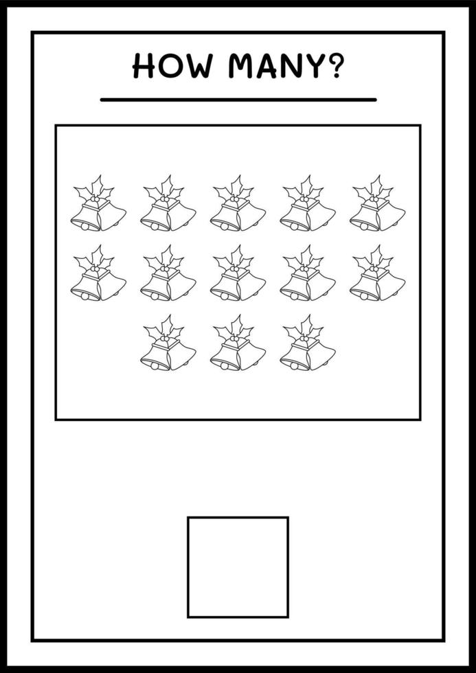 quantos sino de natal, jogo para crianças. ilustração vetorial, planilha para impressão vetor