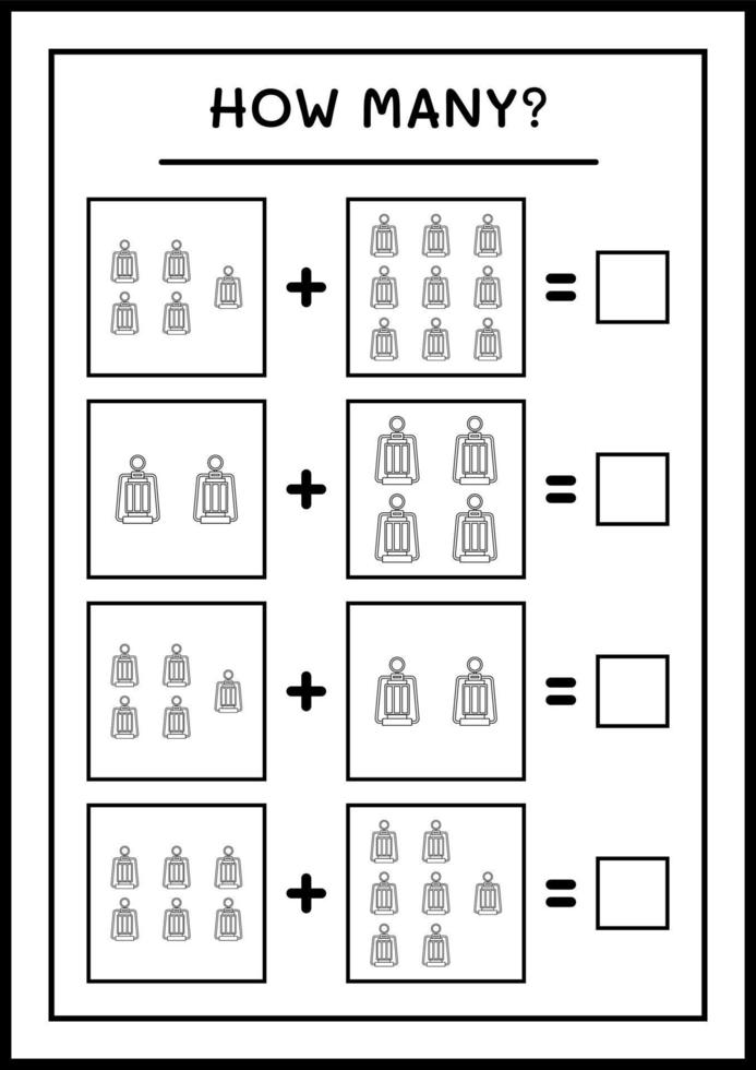 quantas lanterna de natal, jogo para crianças. ilustração vetorial, planilha para impressão vetor