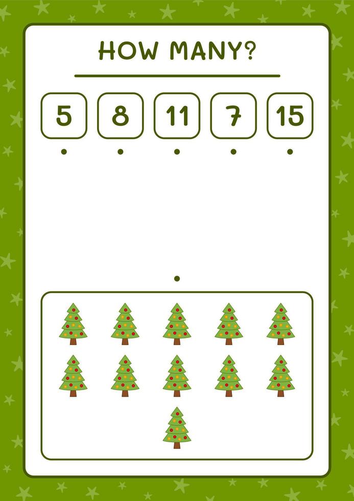 quantas árvore de natal, jogo para crianças. ilustração vetorial, planilha para impressão vetor