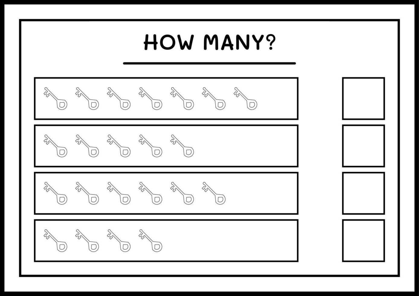 quantas chaves, jogo para crianças. ilustração vetorial, planilha para impressão vetor