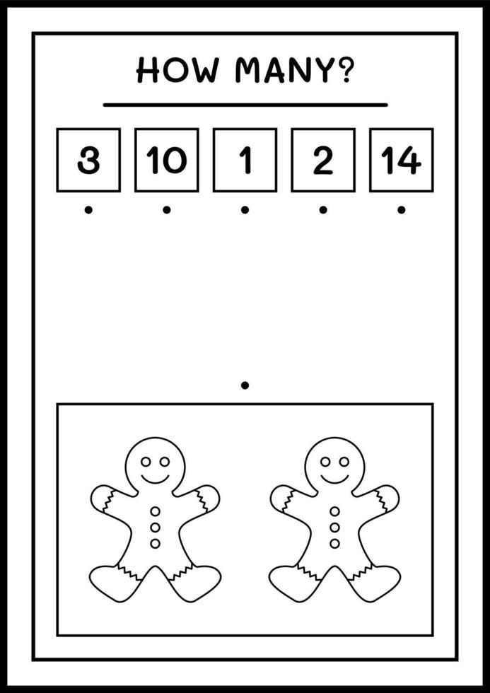 quantos biscoito de gengibre, jogo para crianças. ilustração vetorial, planilha para impressão vetor