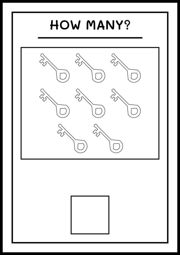 quantas chaves, jogo para crianças. ilustração vetorial, planilha para impressão vetor