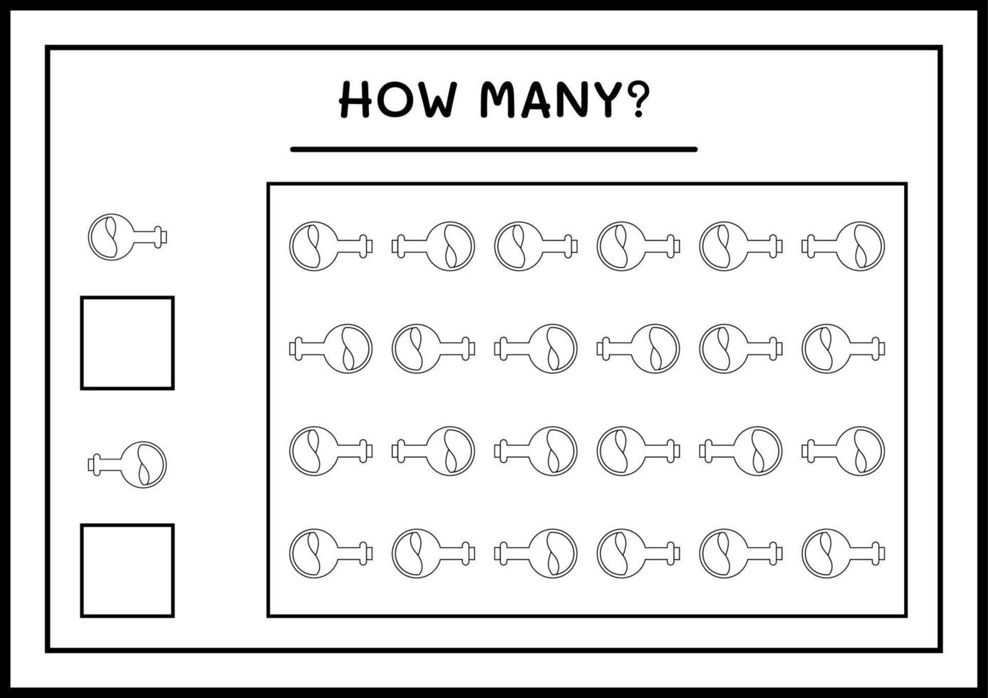 quantas garrafa de poção, jogo para crianças. ilustração vetorial, planilha para impressão vetor