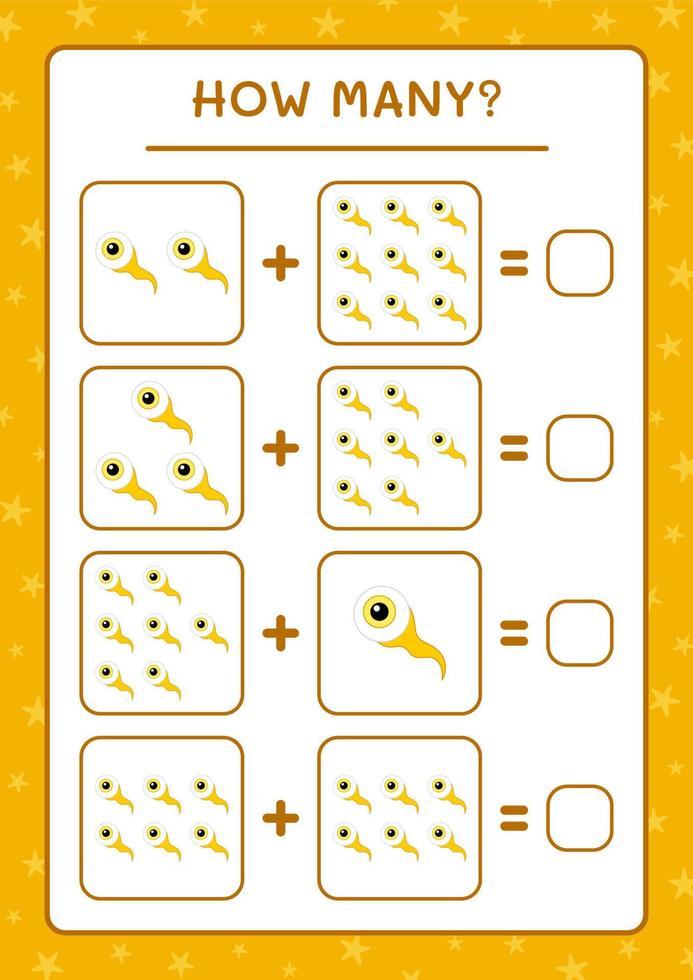 quantos olhos, jogo para crianças. ilustração vetorial, planilha para impressão vetor