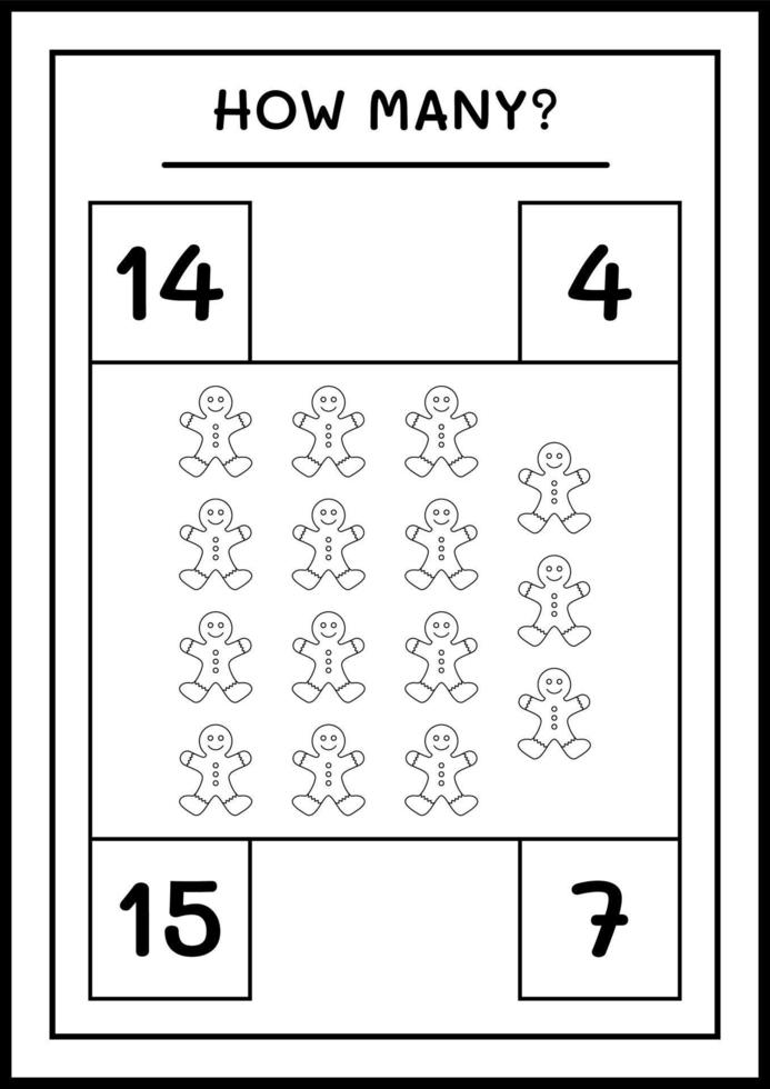 quantos biscoito de gengibre, jogo para crianças. ilustração vetorial, planilha para impressão vetor
