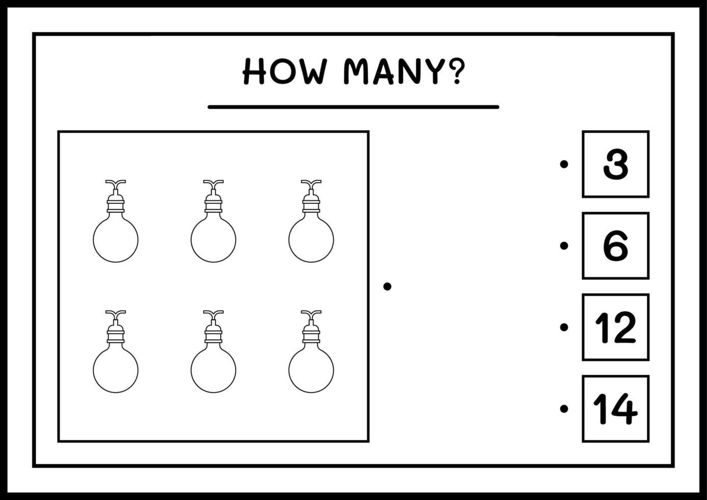 quantas luzes de natal, jogo para crianças. ilustração vetorial, planilha para impressão vetor