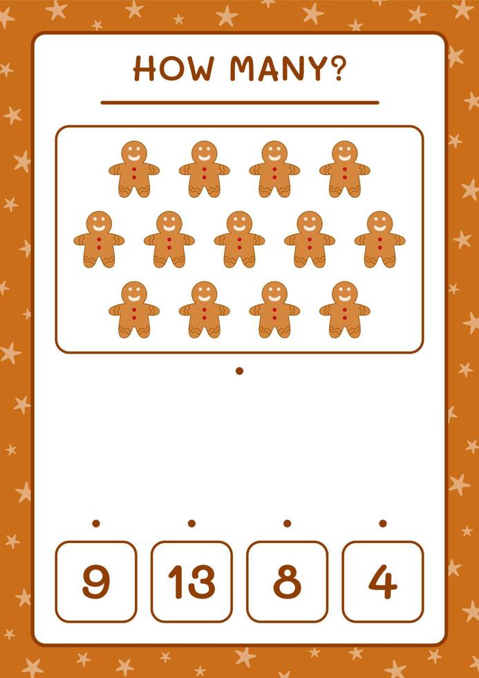 quantos biscoito de gengibre, jogo para crianças. ilustração vetorial, planilha para impressão vetor