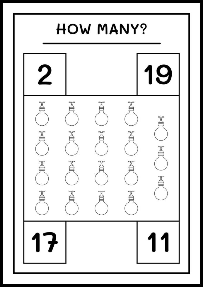 quantas luzes de natal, jogo para crianças. ilustração vetorial, planilha para impressão vetor
