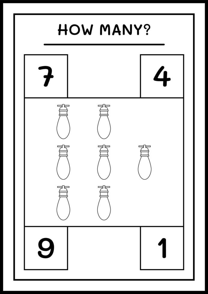 quantas luzes de natal, jogo para crianças. ilustração vetorial, planilha para impressão vetor