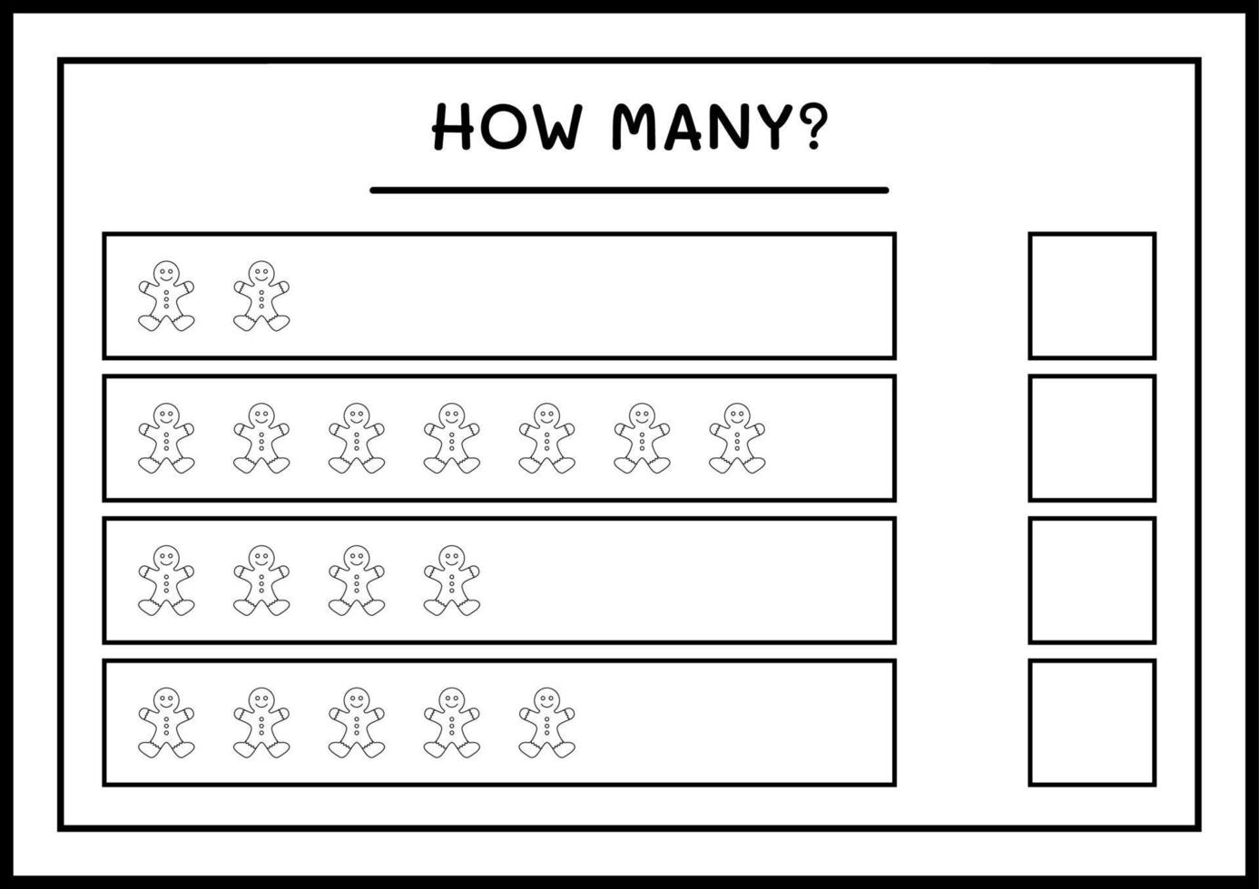 quantos biscoito de gengibre, jogo para crianças. ilustração vetorial, planilha para impressão vetor