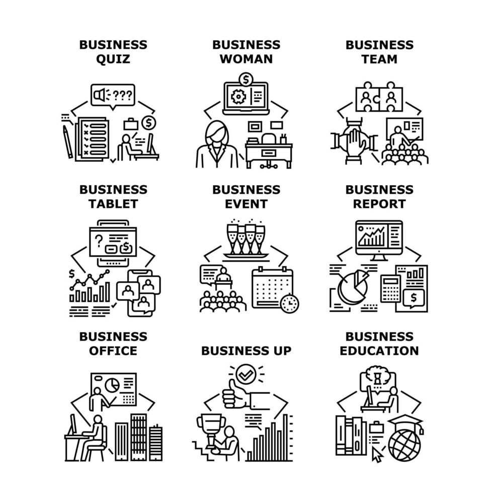 educação de negócios conjunto de ilustrações vetoriais de ícones vetor