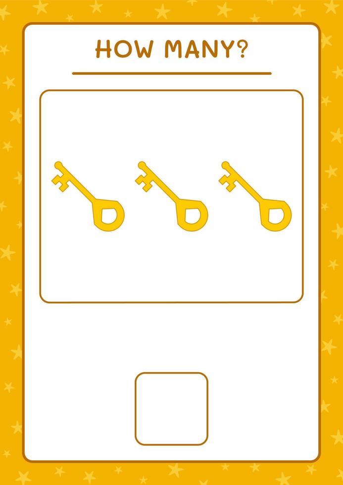 quantas chaves, jogo para crianças. ilustração vetorial, planilha para impressão vetor