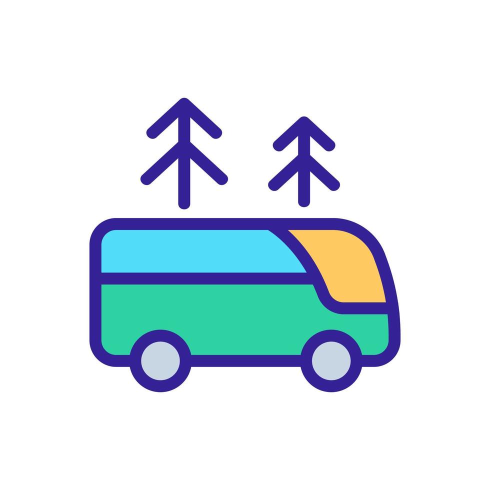 ônibus turístico entre ilustração de contorno de vetor de ícone de floresta