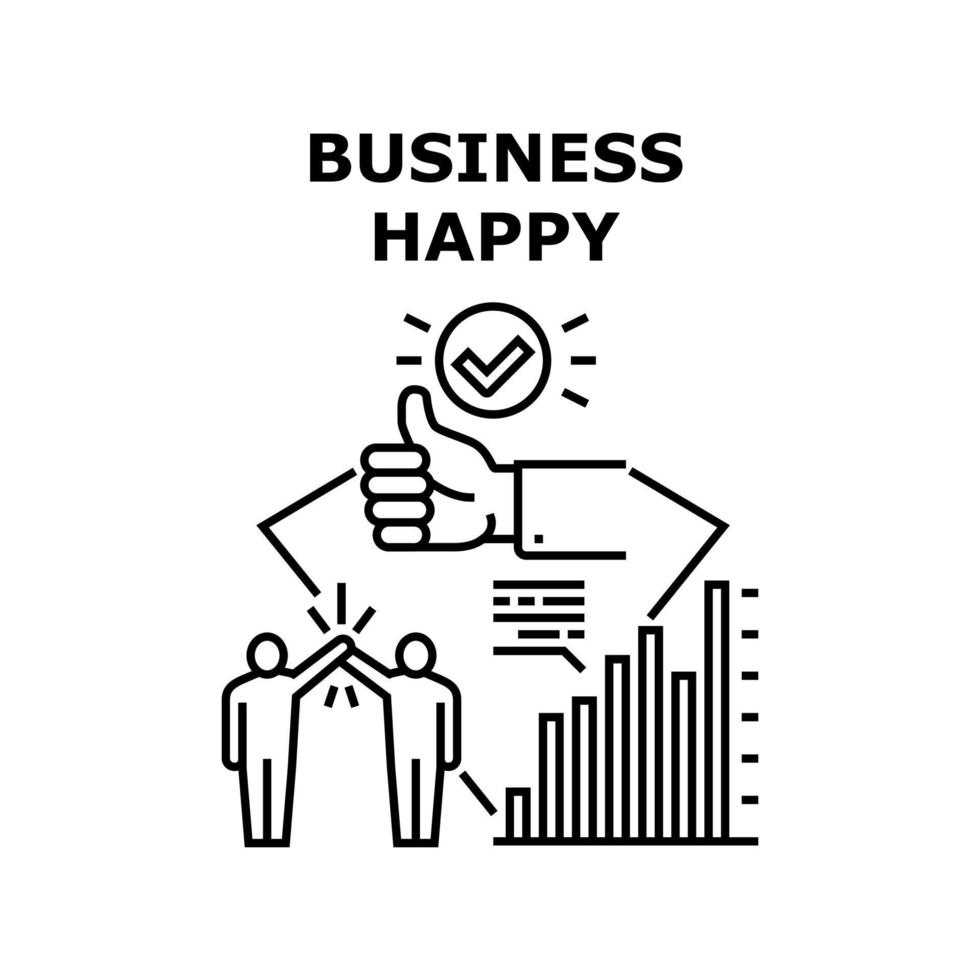 ilustração preta de conceito de vetor feliz de negócios