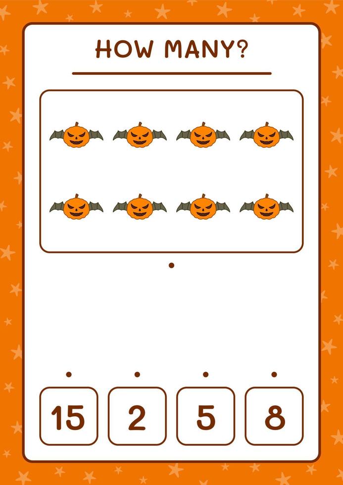 quantas abóboras, jogo para crianças. ilustração vetorial, planilha para impressão vetor