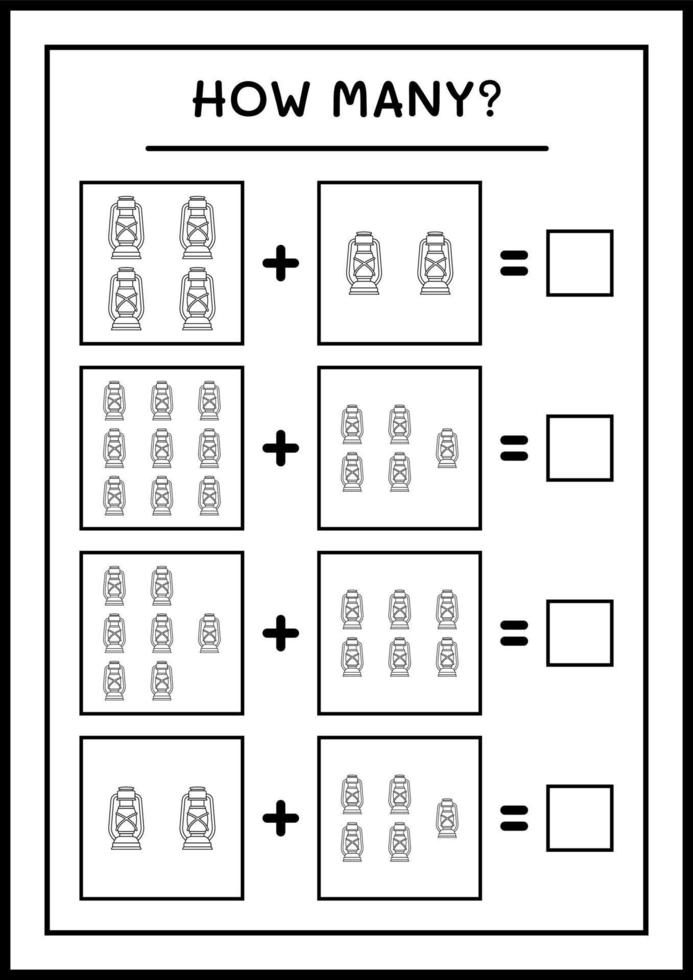 quantas lanterna de natal, jogo para crianças. ilustração vetorial, planilha para impressão vetor