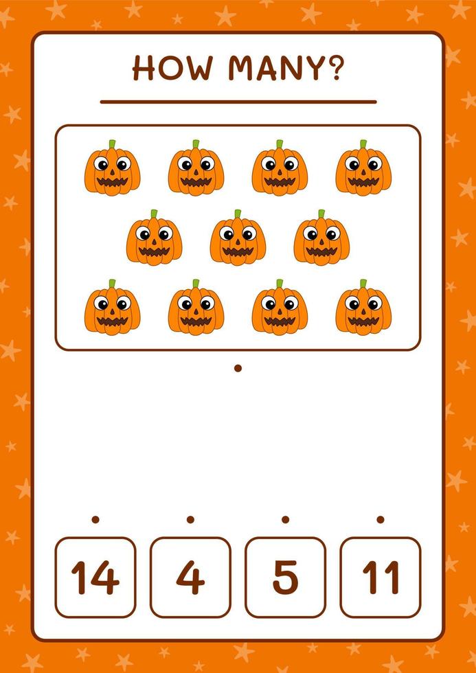 quantas abóboras, jogo para crianças. ilustração vetorial, planilha para impressão vetor