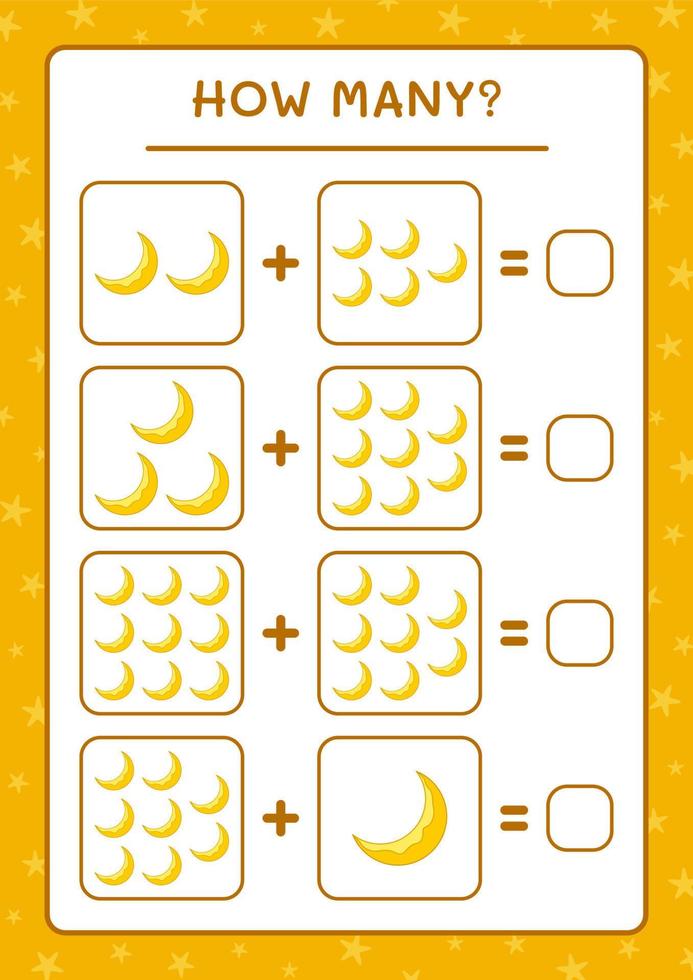 quantas lua, jogo para crianças. ilustração vetorial, planilha para impressão vetor