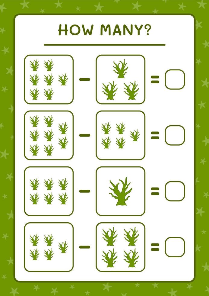 quantas árvores mortas, jogo para crianças. ilustração vetorial, planilha para impressão vetor