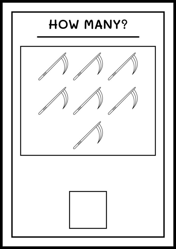 quantas foices, jogo para crianças. ilustração vetorial, planilha para impressão vetor