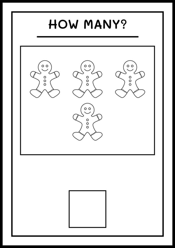 quantos biscoito de gengibre, jogo para crianças. ilustração vetorial, planilha para impressão vetor