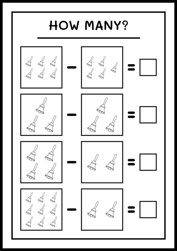 quantos sino de natal, jogo para crianças. ilustração vetorial, planilha para impressão vetor