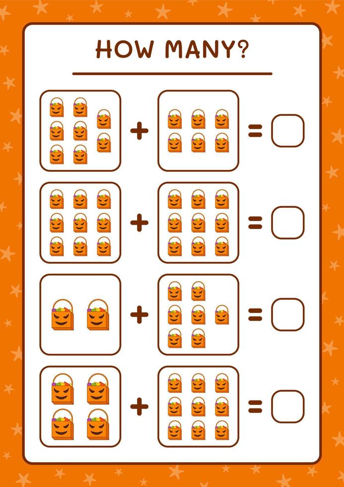 quantos saco de presente, jogo para crianças. ilustração vetorial, planilha para impressão vetor