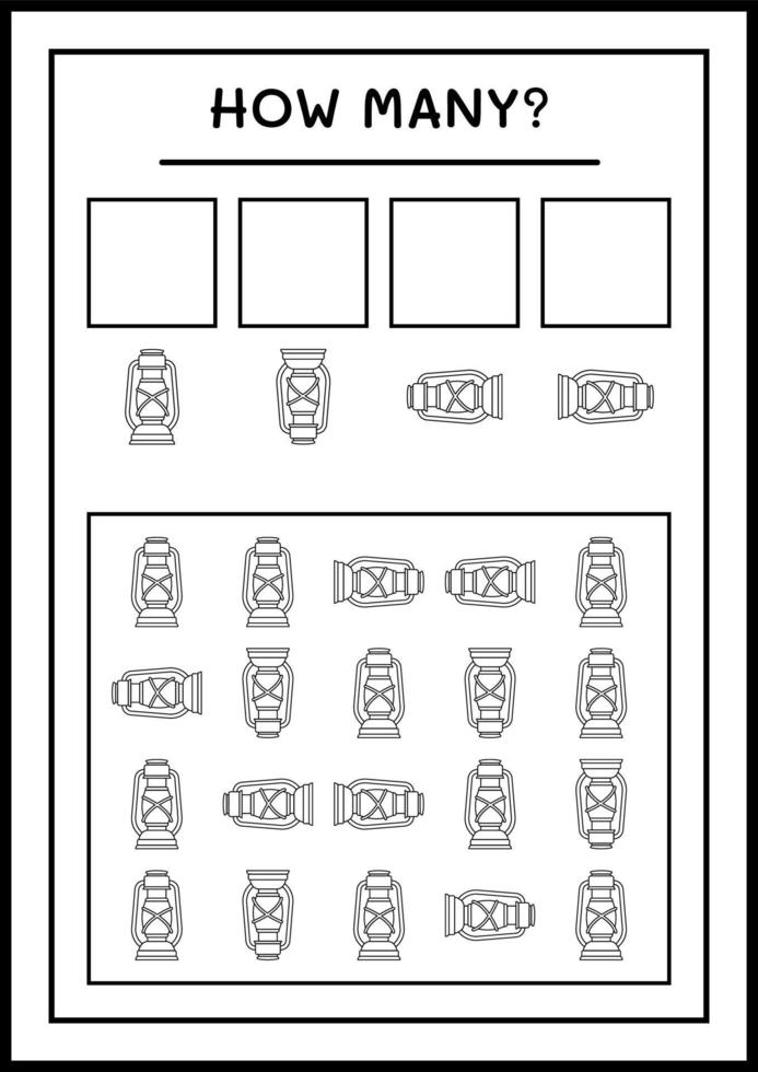 quantas lanterna de natal, jogo para crianças. ilustração vetorial, planilha para impressão vetor