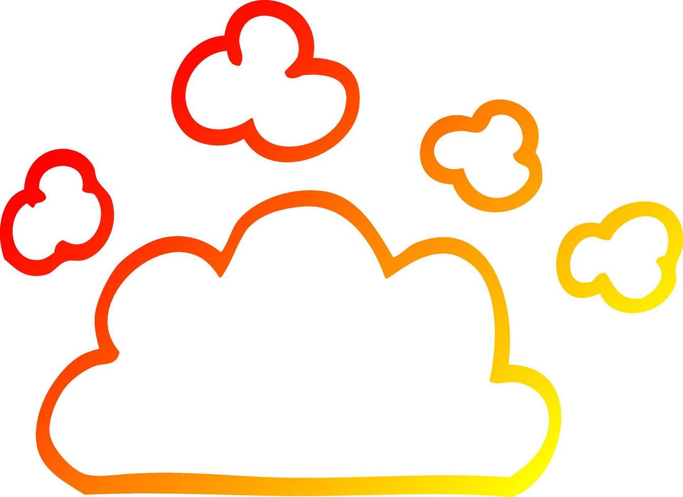 desenho de linha de gradiente quente nuvem de tempo de desenho animado vetor