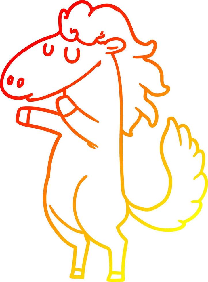 cavalo de desenho animado de desenho de linha de gradiente quente vetor