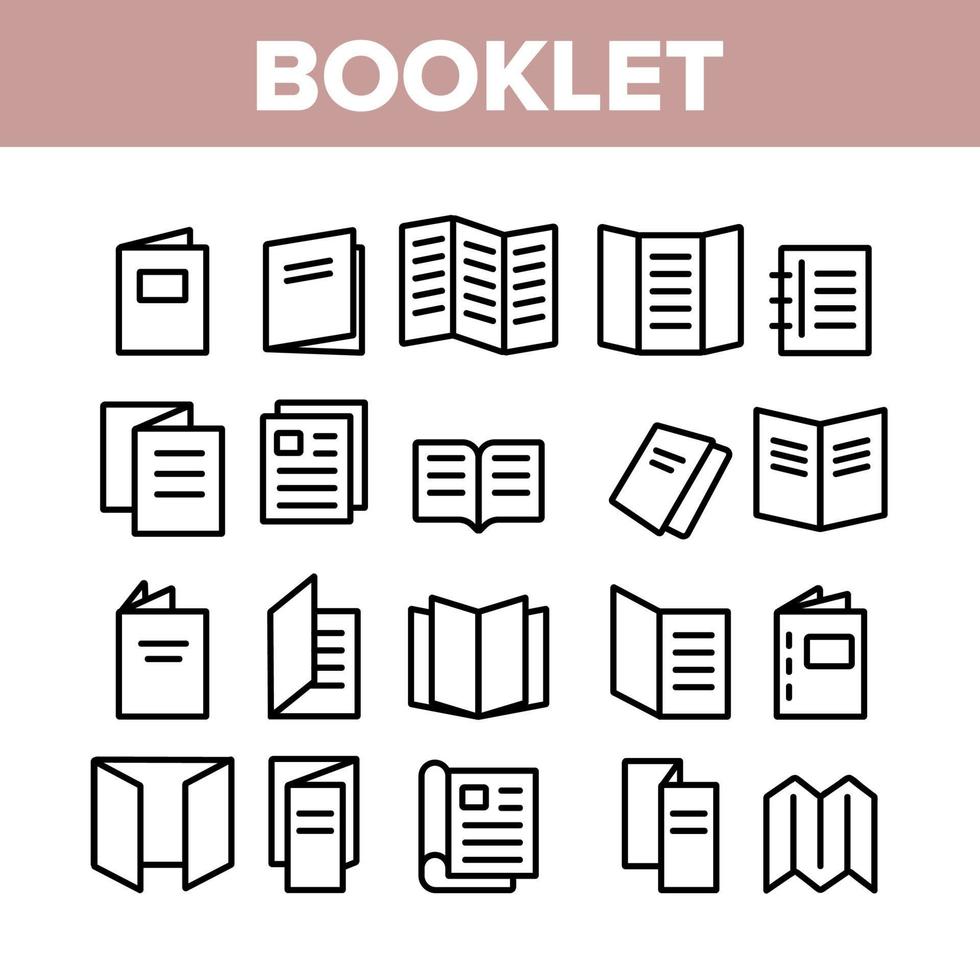 conjunto de ícones de coleção de folhetos e brochuras vetor