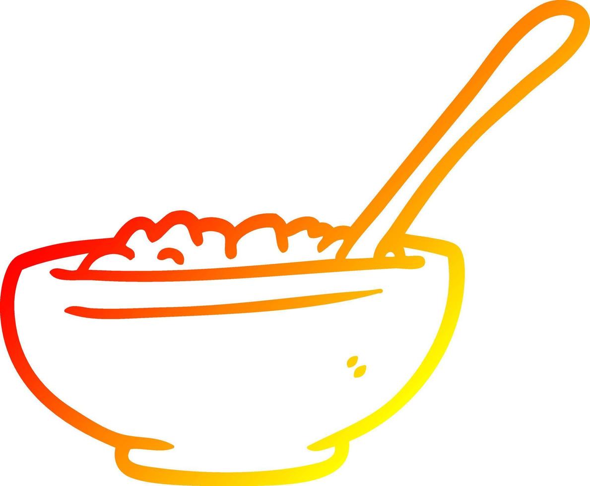 tigela de desenho de linha gradiente quente de arroz vetor