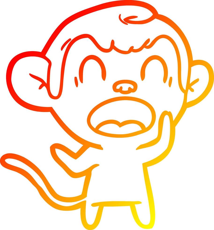 desenho de linha de gradiente quente gritando macaco de desenho animado vetor