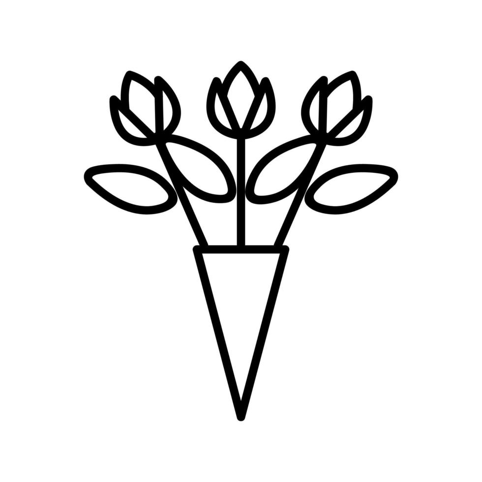buquê de vetor de ícone de rosas. ilustração de símbolo de contorno isolado
