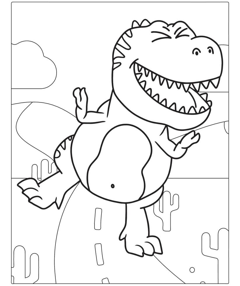 bela página de colorir de dinossauro para crianças. pintados à mão em  estilo cartoon com uma bela imagem para colorir. Parque jurassico. paisagem  pré-histórica para impressão. 9990768 Vetor no Vecteezy