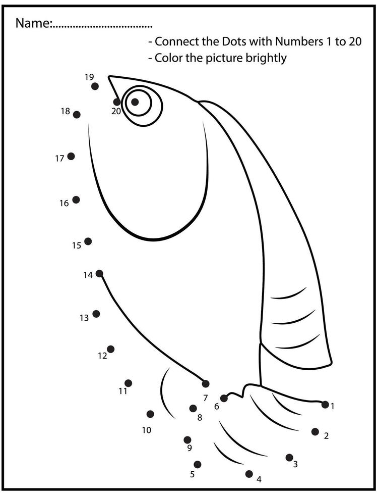 animais do oceano números educação ponto a ponto jogo com peixes bonitos. vetor