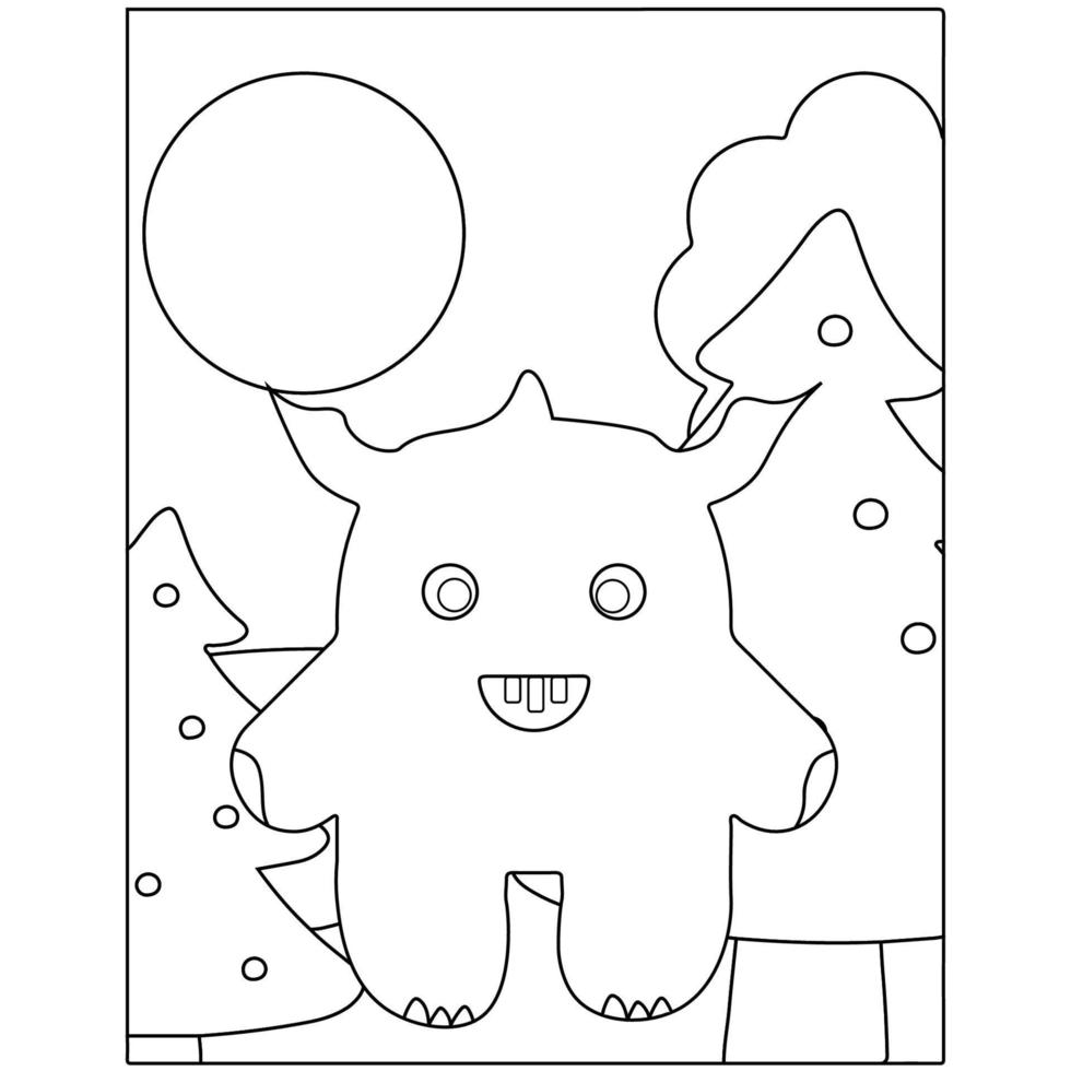 livro de colorir monstro, pequeno alienígena fofo adequado para plano de fundo, ativo de design, halloween, livro infantil, livro para colorir infantil, clip art e ilustração vetor